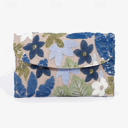 Floral Handheld Embroidered Clutch Bag Evening Women's -
