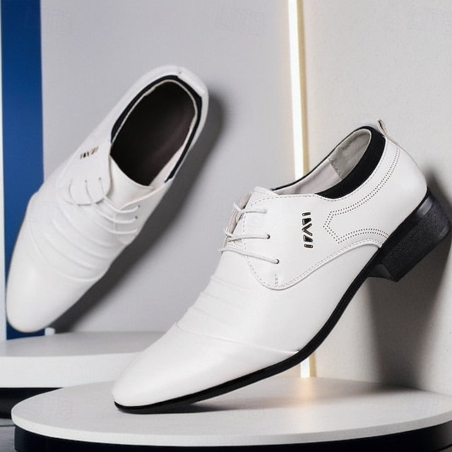 Elegant Lace-Up for Shoes - Men's White Formal