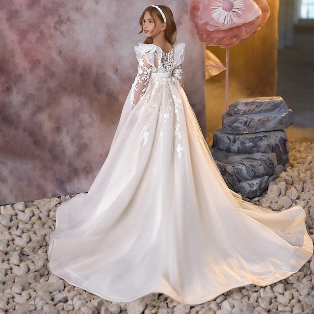 Dress Communion Girls' Solid Color Kids Party First