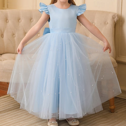 Girl Color Party Flower Kids Solid Girls' Dress