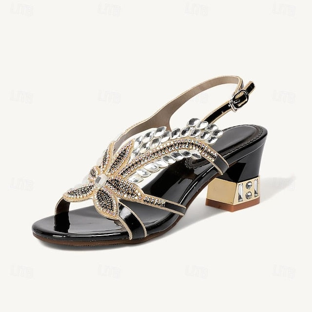 Shoes Toe Wedding Round Party Rhinestone Women's Sandals