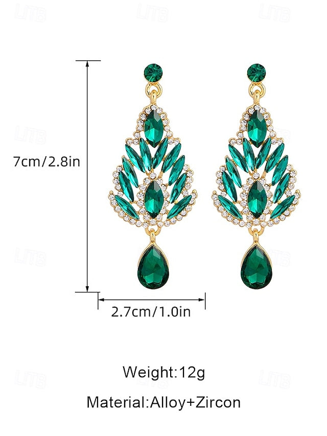 Crystal Drop Women's Earrings – Emerald Green