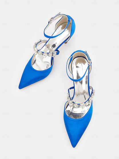 Embellishments Satin Rhinestone Heels Black with Women's -