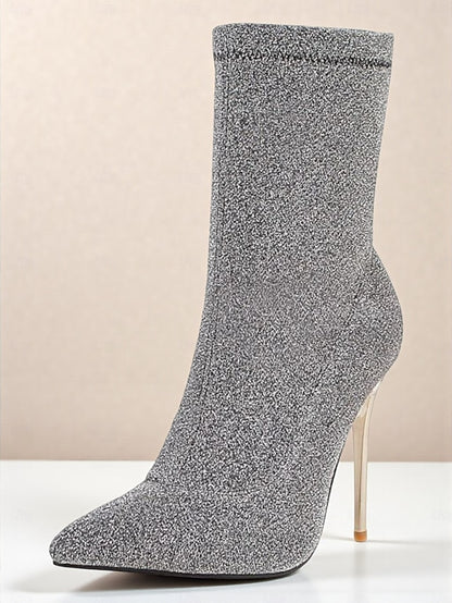 Print Pointed Ankle Leopard Sexy Boots Stiletto - Women's