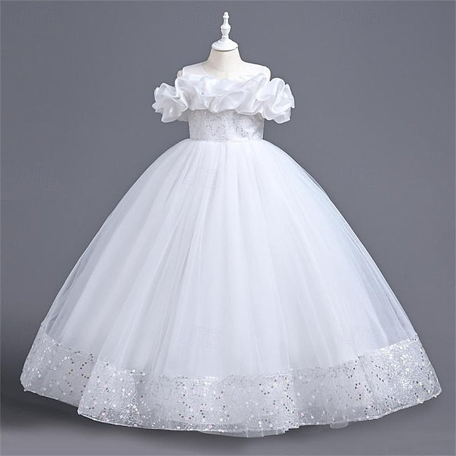 Girl Flower Color Party Solid 3D Dress Girls'