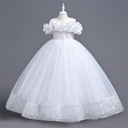 Girl Flower Color Party Solid 3D Dress Girls'