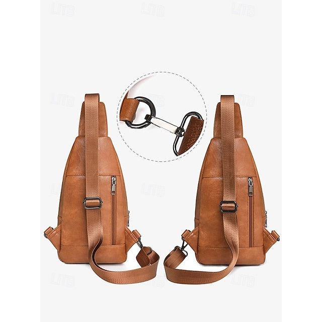 with Sling Faux Brown Bag Women's Leather Crossbody