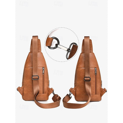 with Sling Faux Brown Bag Women's Leather Crossbody