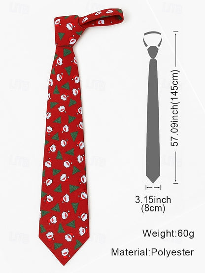 Tie Fun Christmas Men's and Polyester Silk Tree Santa –