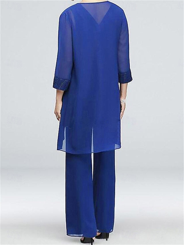 3 Elegant Neck Dress of Mother Vintage Piece Crew Bride the