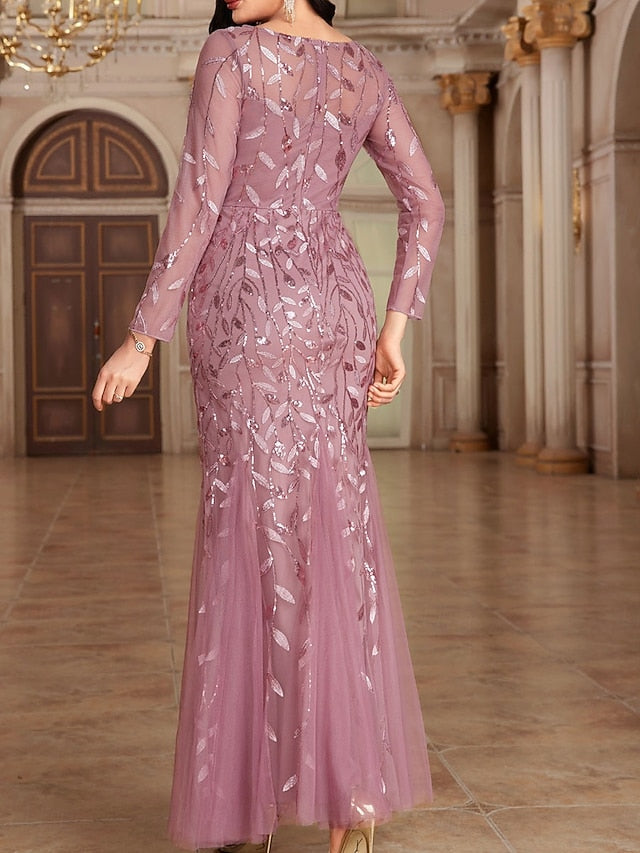 Dress Party Mother the Neck Floor Crew Bride of Elegant