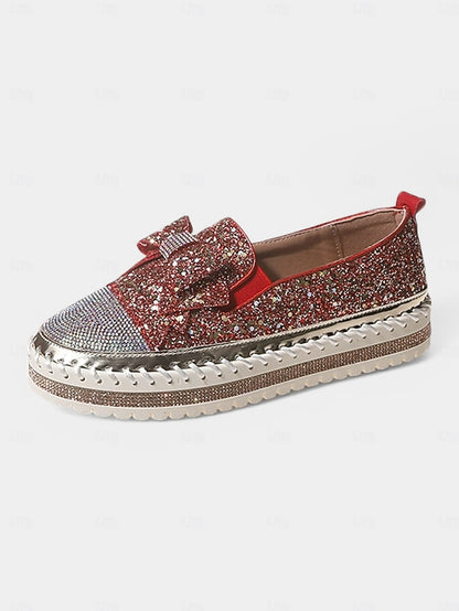Glittery Slip-On Loafers for – Women Rhinestone Sparkling