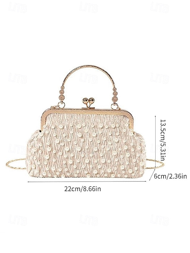 Evening Beaded – Women's Vintage Bag Clutch Pearl Elegant