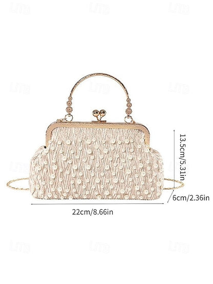 Evening Beaded – Women's Vintage Bag Clutch Pearl Elegant
