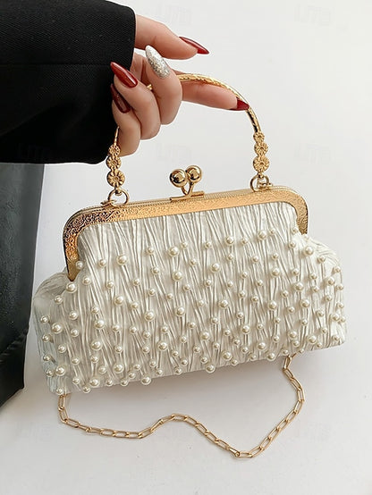 Evening Beaded – Women's Vintage Bag Clutch Pearl Elegant