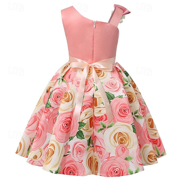 Dress 3D Girls' Sleeveless Easter Summer Party Flower