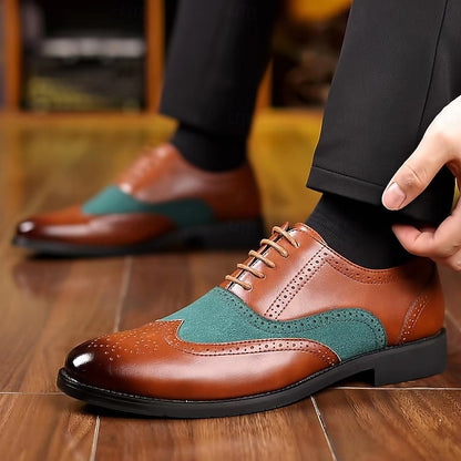 Shoes Men's and Brown – Green Wingtip Two-Tone in Oxford