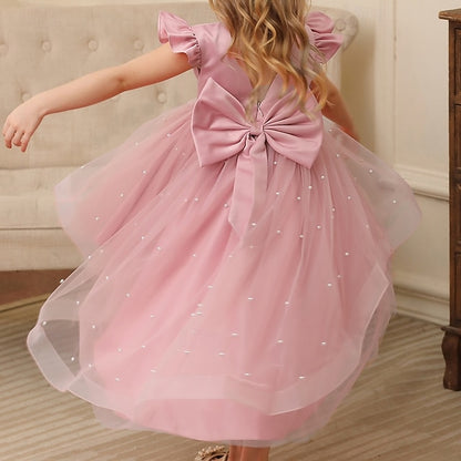 Color Flower Kids Girl Girls' Dress Solid Party