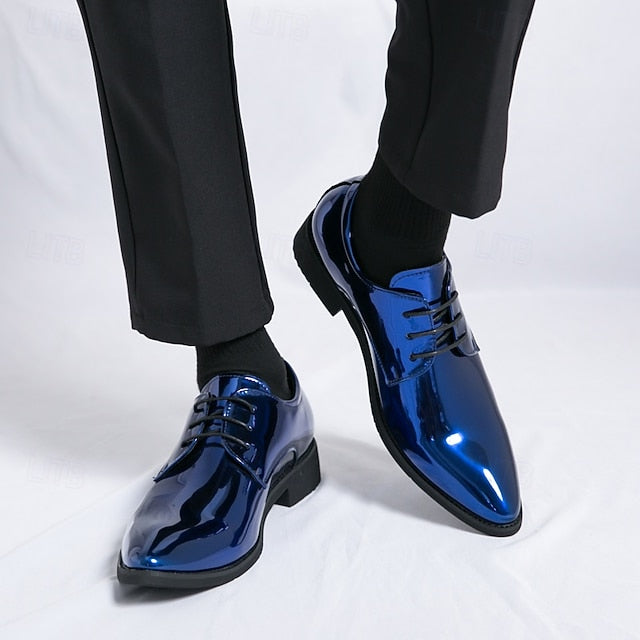 Patent Formal Green – for Men Lace-Up Shoes Leather Glossy
