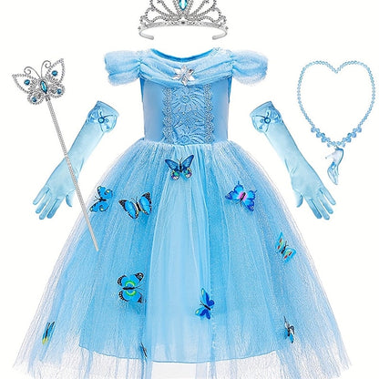 Tulle Elsa Costume Princess Girl Dress Party Frozen Flower Theme