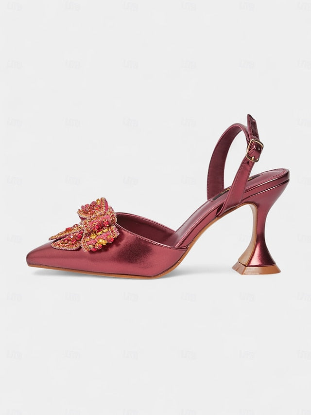 Metallic Women's Gold Pumps Pointed Slingback - High Toe