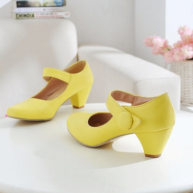 Shoes Toe Yellow – Mary Round Jane Women's
