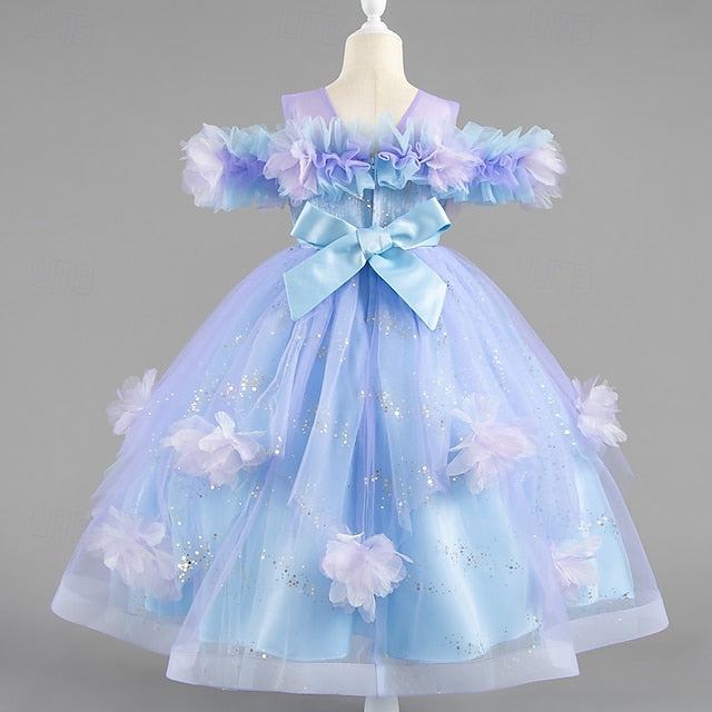 Flower Kids Sleeve Wedding Special Girls' Party Dress Short
