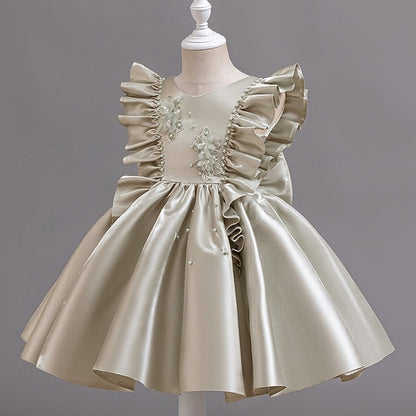 Sleeveless Dress Girls' Wedding Toddler Party Floral