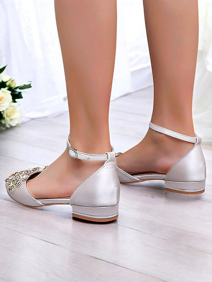 Style Flats Green Vintage Pointed-Toe Gemstone Embellished –