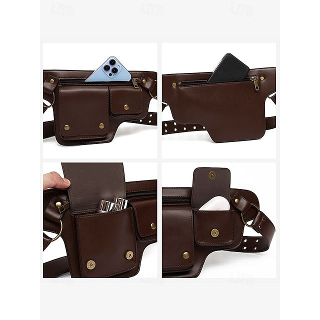 Utility Bag with Vintage Belt Women's Leather Faux