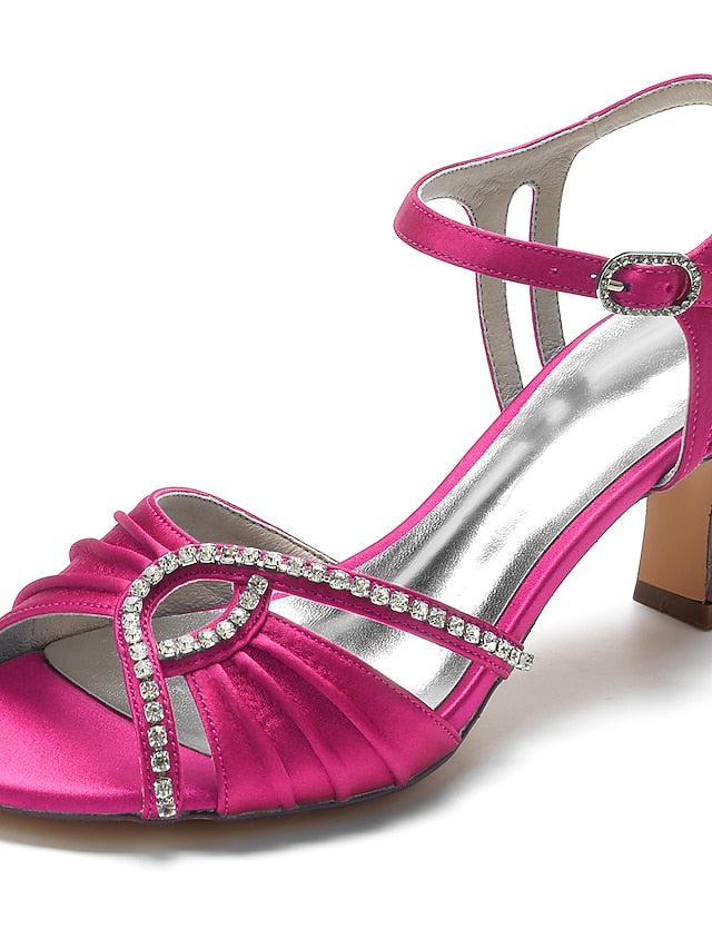 Satin Heeled Blue Navy Women's Rhinestone – Sandals