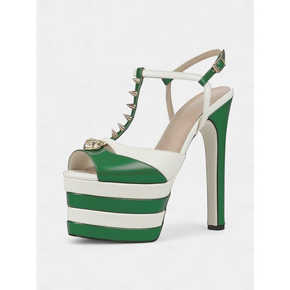 Platform High - Silver Gold Heels Edgy and Metallic Women's