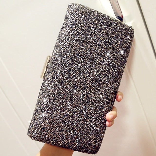 Glitter Clutch Silver Women's