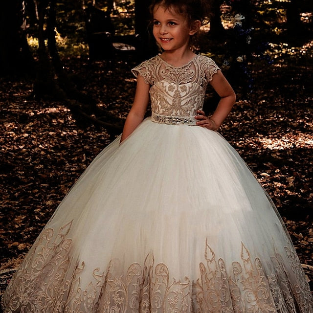 Girls' Dress Floral Solid Girl Kids Colored Flower