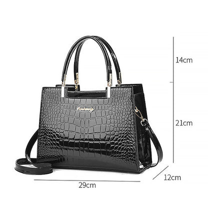 Black Crocodile Pattern Women's Elegant Handbag Leather |