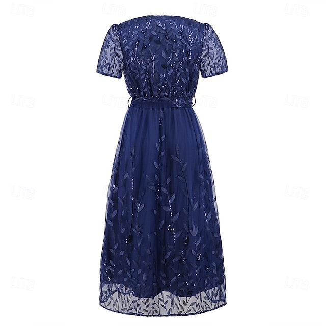 Sequin Dress Bride of A-Line Neck V the Elegant Mother