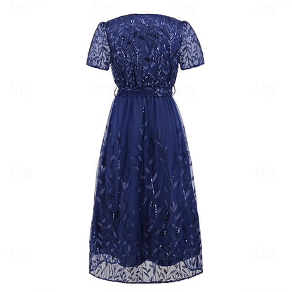 Sequin Dress Bride of A-Line Neck V the Elegant Mother