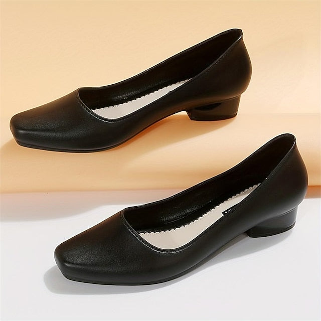Slip-On Toe Low Black Heel Women's – Classic Pumps Round