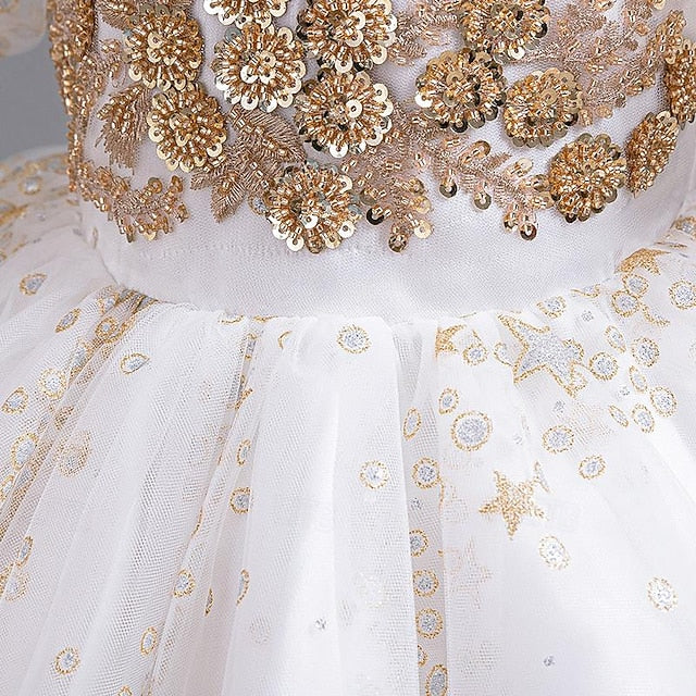 Dress Flower Floral Girls' Party Sequin Girl Kids