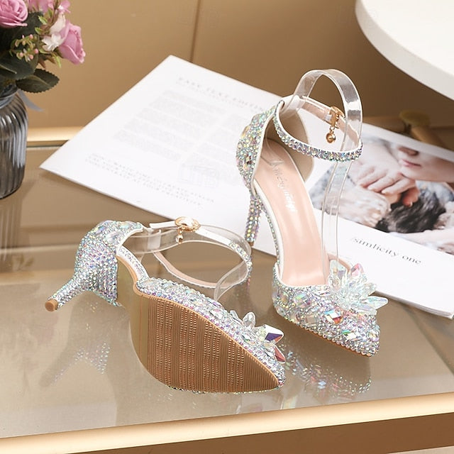 High – Rhinestone Heel Sandals Purple Elegant Women's