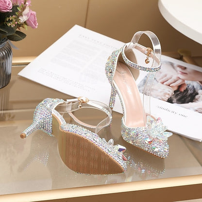 High – Rhinestone Heel Sandals Purple Elegant Women's