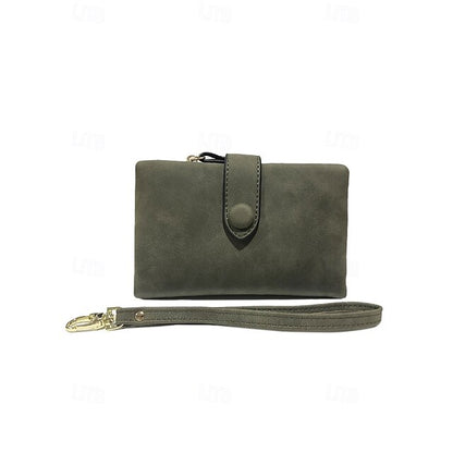 with Leather Women's Wrist Strap Faux Pink Wallet –