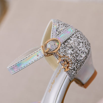 Glitters Little Heels Party Shoes Princess PU Girls' Rubber