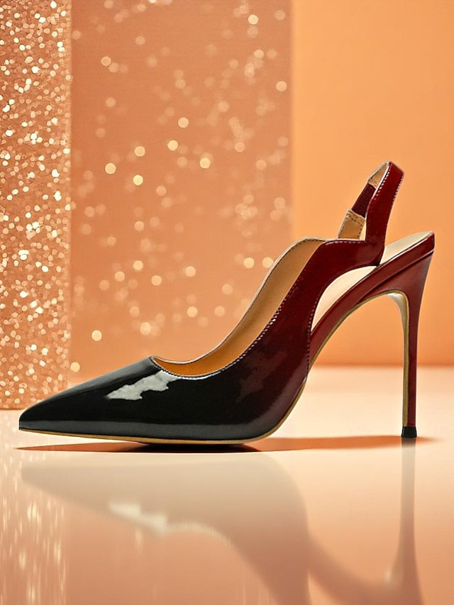 Leather Slingback Black Women's and Patent Red Heels