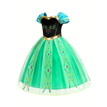 Frozen Princess Party Girl Flower Anna Fairytale Theme Dress