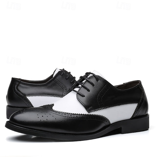 Men's Oxford with Black and Shoes Brogue White