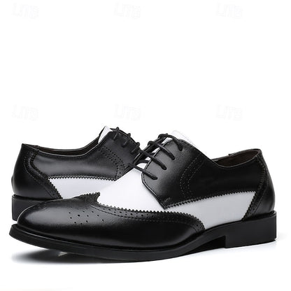 Men's Oxford with Black and Shoes Brogue White
