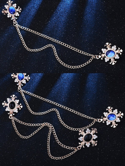 Elegant – Blue Chain Gem Brooch Collar Double Vintage