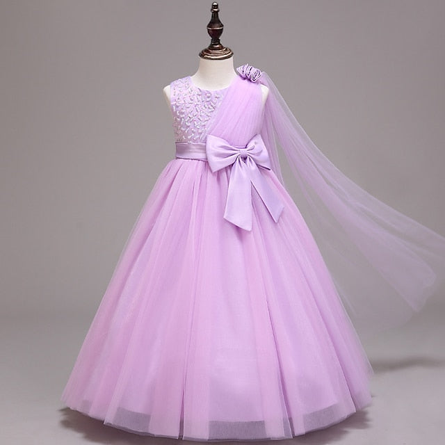 Colored Girls' Kids Solid Girl Dress Flower