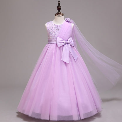 Colored Girls' Kids Solid Girl Dress Flower